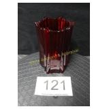 Fenton Ribbed Hexagonal Amberina Candle Holder