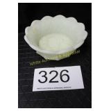 Fenton Custard U/V Grape Pattern Scalloped Bowl