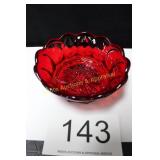 Fenton Ruby Red Grapes & Leaves Bowl