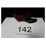 Fenton Ruby Red Cathead Hobnail Shoe
