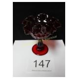Fenton Ruby Red Red/Yellow Crest Candy Dish