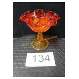 Fenton Amberina Orange/Red Compote