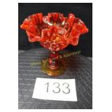 Fenton Amber Thumbprint Candy Dish