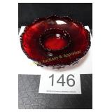 Fenton Ruby Red Hobnail Chip & Dip Bowl