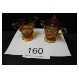 Fenton Amber Cream & Sugar w/Lid