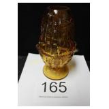 Fenton 2 Piece Amber Pineapple Heart Fairy Lamp