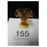Fenton Colonial Amber Hobnail Fluted Top Vase