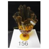 Fenton Thumbprint Handkerchief Amber Vase