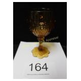 Fenton Amber Cabbage Rose Goblet