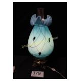 Fenton Blue Hanging Heart & Vine Lamp