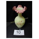 Fenton Burmese Rose Satin Tri Crimp Vase