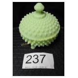 Fenton L/S Satin Hobnail Covered Powder Jar/Dish