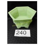 Fenton Lime Sherbert Satin Hex Footed Bowl/Planter