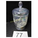 Fenton "Chessie" Cat Iridized Crystal Candy Jar/Di