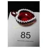 Fenton Ruby Red Amberina Snow Crest Candy Dish