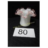 Fenton Pink Rose Crest Top Hat Shape Vase