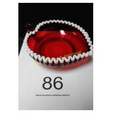 Fenton Ruby Red Amberina Snow Crest Candy Dish