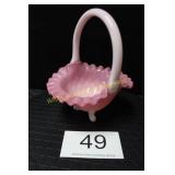Fenton Rosalene Pink 3 Toed Basket w/Ribbed Design