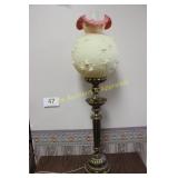 Fenton Burmese Glass Cabbage Rose Globe Lamp