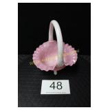Fenton Rosalene Pink 3 Toed Basket w/Ribbed Design