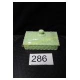 Fenton Jadeite Green Butterfly Pattern Candy Box