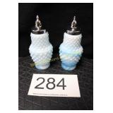Fenton Blue & White Slag S & P Shaker Set
