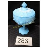 Fenton Cabbage Rose Lidded Pedestal Candy Dish