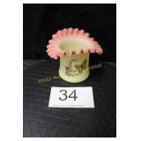 Fenton Burmese Crimped Edge Vase