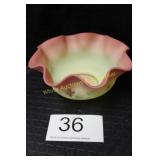 Fenton Burmese Maple Leaf Art Glass Bowl