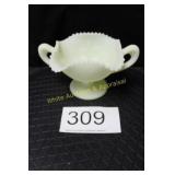 Fenton Custard U/V Handled Frui Pattern Candy Dish