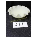Fenton Custard U/V Persian Medallion Ruffled Bowl