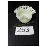 Fenton Custard Uranium Glass Basketweave Bowl