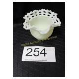 Fenton Custard Uranium Glass Basketweave Bowl