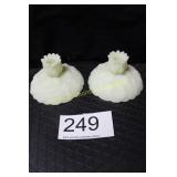 Fenton Custard Water Lily Candle Holder Pair