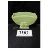 Fenton Lime Sherbert Satin Love Birds Vase/Planter