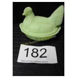 Fenton Lime Sherbert Satin Hen on Nest