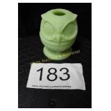Fenton Lime Sherbert Satin Owl Fairy Lamp