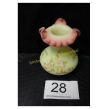 Fenton Burmese Ruffled Vase w/Handpainted Roses