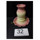 Fenton Burmese Glass Fairy Lamp - Pink Roses