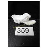 Fenton White Milk Glass Hobnail Sleeping Cat Slipp