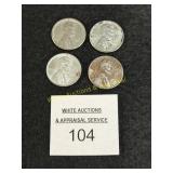 4 "P" Steel 1943 Lincoln Cents