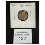 Struck Off Center - 1974 Lincoln Cent - Uncirculat