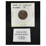 Blobbed B - 1958 "D" Lincoln Cent - Uncirculated