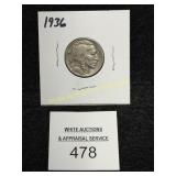 Buffalo Nickel - 1936 - Better Shape