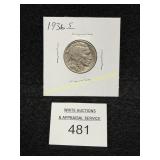 Buffalo Nickel - 1936 - "S" - Better Shape - Full