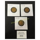 3 Lincoln Cents - 1912 "D", 1915 "D", 1917 "D"