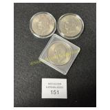 3 Eisenhower Dollars 1971 P, 1972 D, 1976 D