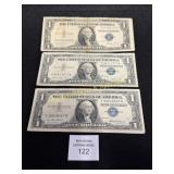3 Silver Certificates 1957, 1957A, 1935E