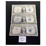 3 Silver Certificates 1957, 1935E, 1935G