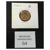 1955 "S" Lincoln Cent - L On the Edge - Uncirculat